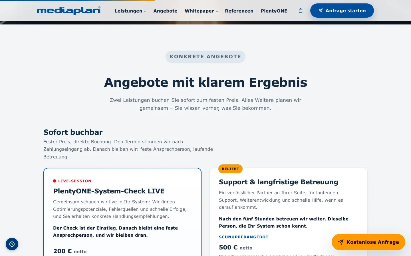 mediaplan.de: Angebote zum Buchen